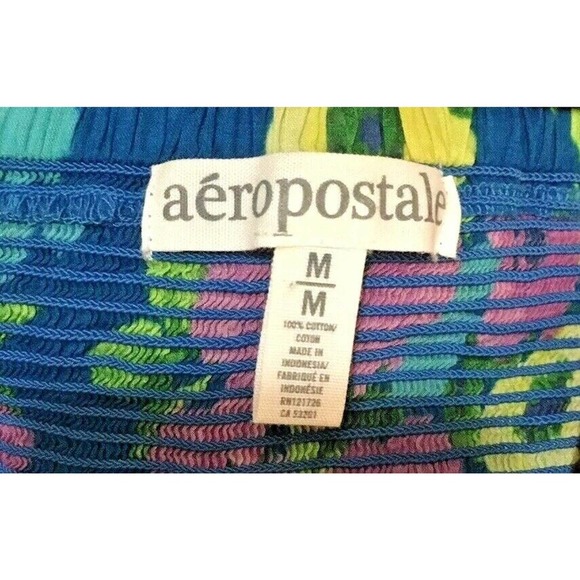 Juniors Aeropostale Blue Yellow Floral Print Strapless Cotton Sundress Size M - Picture 6 of 6